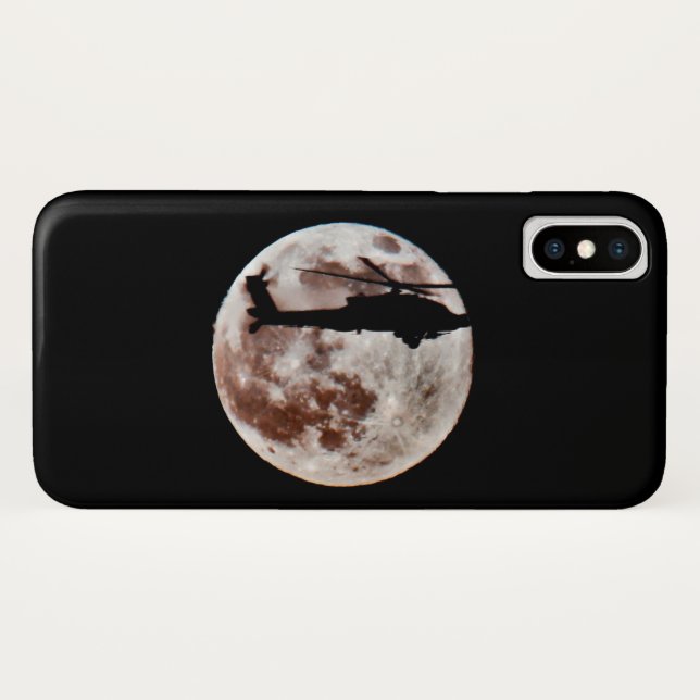 Military Helicopter Against the Moon at Night Case-Mate iPhone Case (Back (Horizontal))