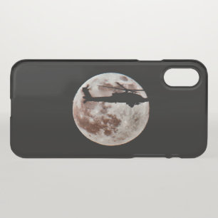Military Helicopter Against the Moon at Night iPhone XS Case
