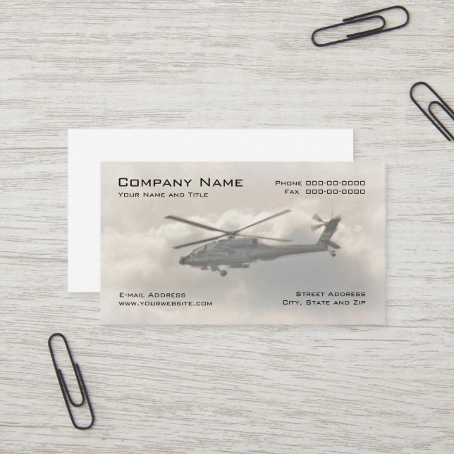 Military Helicopter Business Card (Front/Back In Situ)