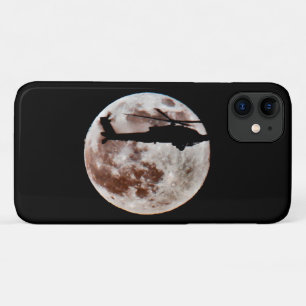 Military Helicopter With the Night Full Moon iPhone 11 Case