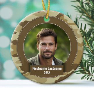 Military Hero - Camo DOUBLE-SIDED Ceramic Ornament