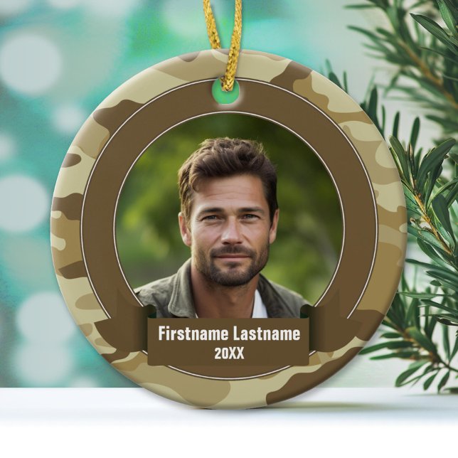 Military Hero - Camo SINGLE-SIDED Ceramic Ornament (Custom Ornament)