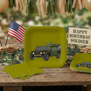 Military Humvee Off-Road Tactical Vehicle Paper Plate