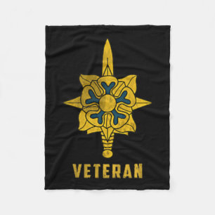 Military Intelligence Corps Veteran Logo Papa Chri Fleece Blanket