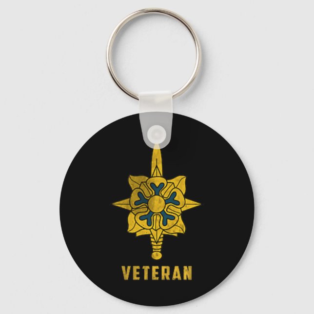 Military Intelligence Corps Veteran Logo Papa Chri Keychain (Front)