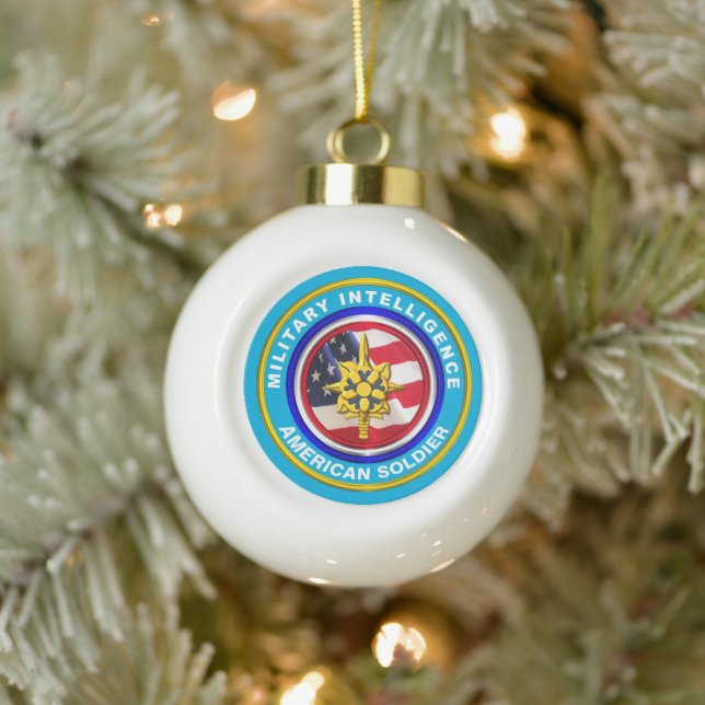 Military Intelligence Veteran Keepsake Ceramic Ball Christmas Ornament (Tree)