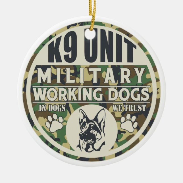 Military K9 Unit Working Dogs Ceramic Ornament (Front)