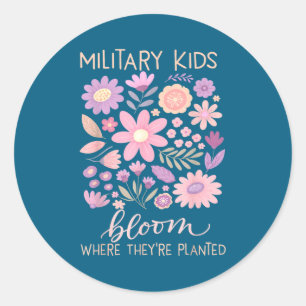 Military kid dandelion bloom where planted purple classic round sticker