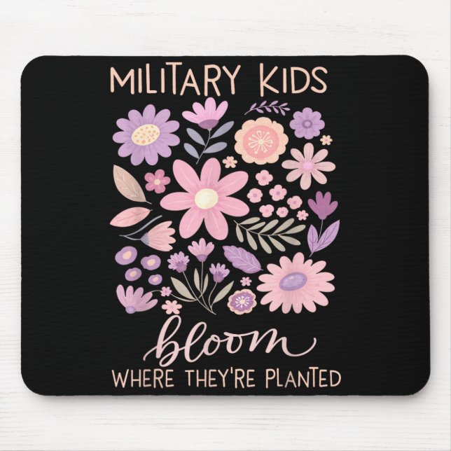 Military Kid Dandelion Bloom Where Planted Purple Mouse Pad (Front)