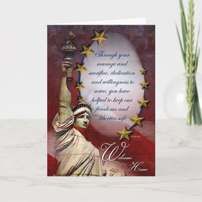 Military Liberty Welcome Home Greeting Card (Front)