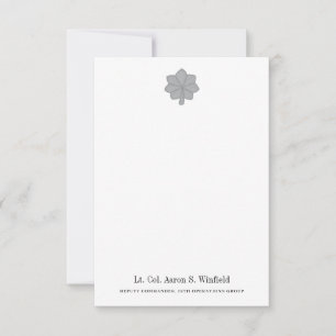 Military Lieutenant Colonel Personal Stationery Thank You Card