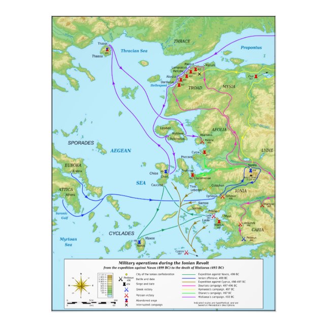 Military Map of the Ionian Revolt Campaign Photo Print (Front)