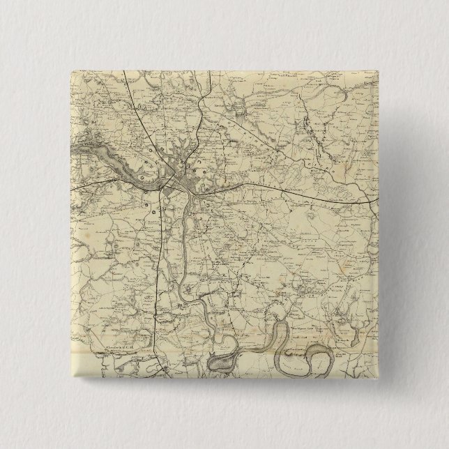 Military Map of the United States 2 Inch Square Button (Front)