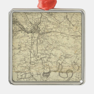 Military Map of the United States Metal Ornament