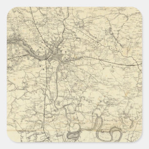 Military Map of the United States Square Sticker