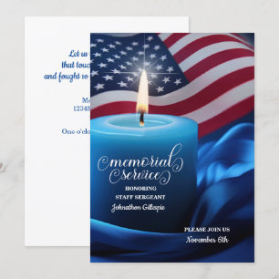 Military Memorial Service Invitation Stars Stripes