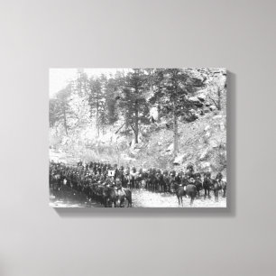 Military Men in Rows on Horseback Photograph Canvas Print