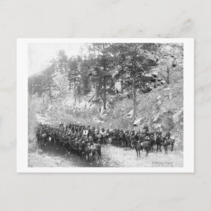 Military Men in Rows on Horseback Photograph Postcard