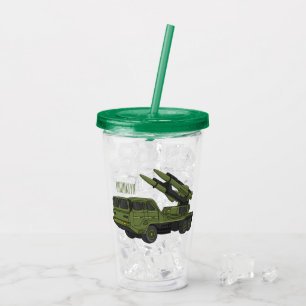 Military missile truck cartoon illustration acrylic tumbler