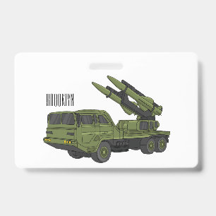 Military missile truck cartoon illustration badge