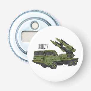 Military missile truck cartoon illustration bottle opener