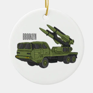 Military missile truck cartoon illustration ceramic ornament