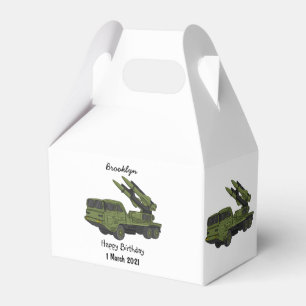 Military missile truck cartoon illustration favor box