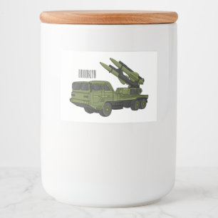 Military missile truck cartoon illustration food label