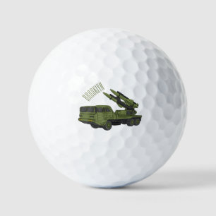 Military missile truck cartoon illustration  golf balls