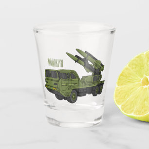 Military missile truck cartoon illustration shot glass
