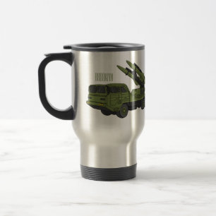 Military missile truck cartoon illustration travel mug