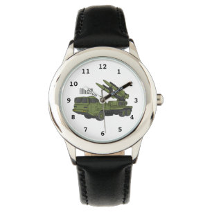 Military missile truck cartoon illustration watch