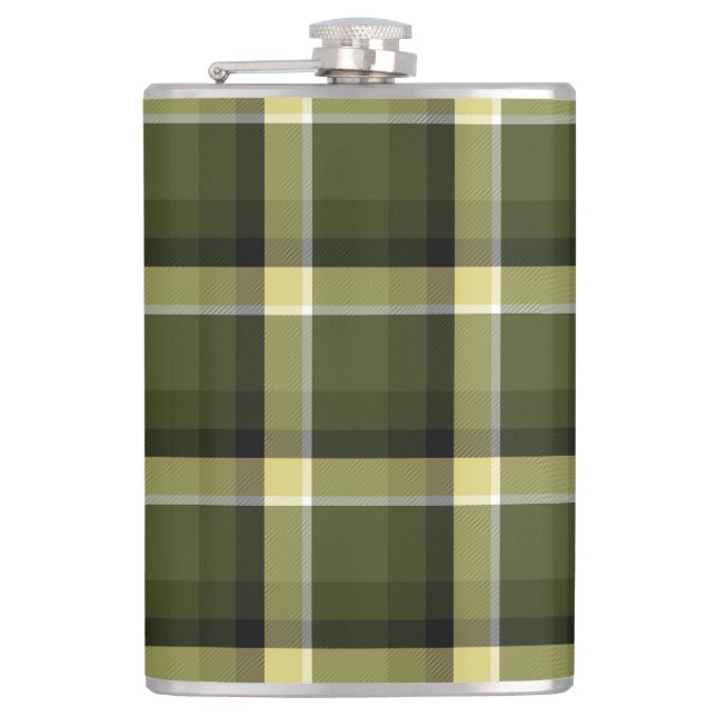 Military Modern Camouflage Plaid Pattern  Hip Flask (Front)