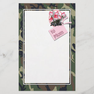 Military Mom Roses Camouflage Stationery