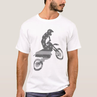 Military Motocross Dirt Bike Rider USA Flag Racing T-Shirt