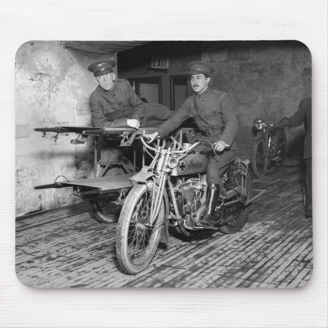 Military Motorcycle EMT, 1910s Mouse Pad (Front)