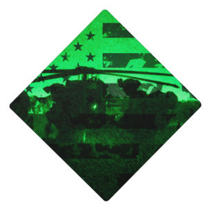 Military Night Operations with American Flag Graduation Cap Topper