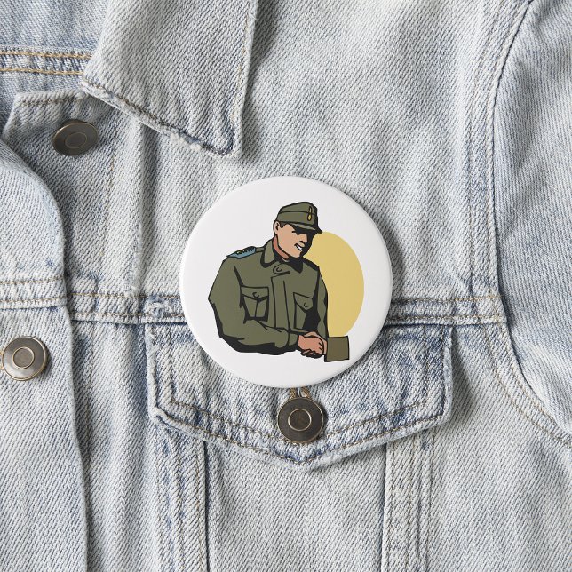 Military Officer Retro Army Soldier  3 Inch Round Button (Creator Uploaded)