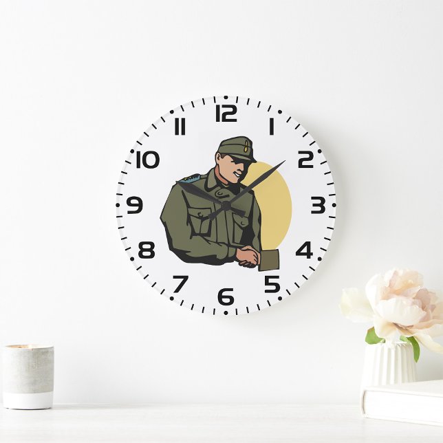 Military Officer Retro Army Soldier  Large Clock (Creator Uploaded)