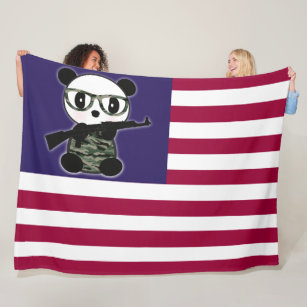 Military Panda Flag Panda Bear Flag Fleece Blanket