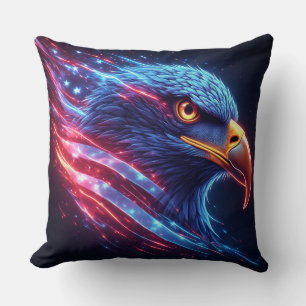 Military Patriotic Neon Eagle Artwork Throw Pillow