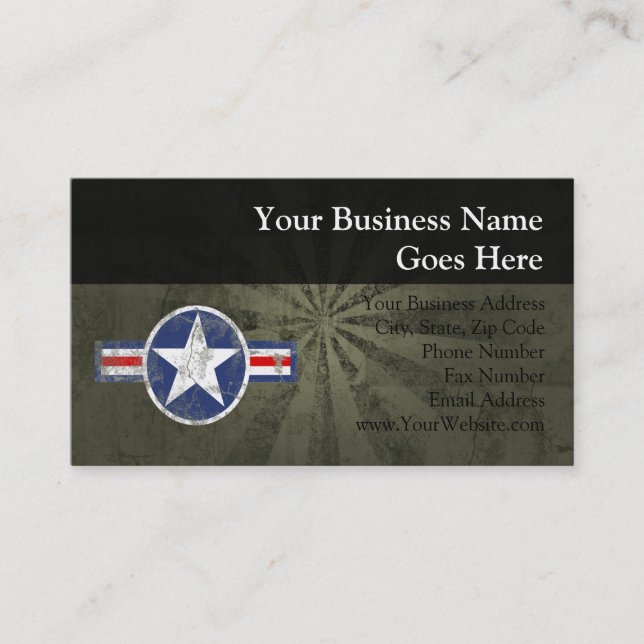 Military Patriotic Vintage Star Business Card (Front)