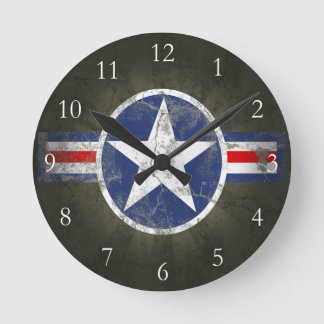 Military Patriotic Vintage Star Round Clock