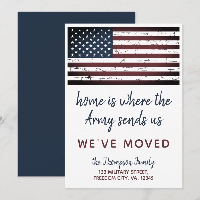 Military PCS Move We've Moved Army American Flag A Announcement (Front/Back)