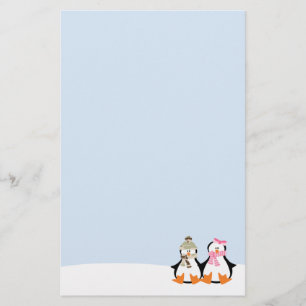 Military Penguin Couple Stationery