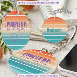 Military Personalized Purple Up Keychain