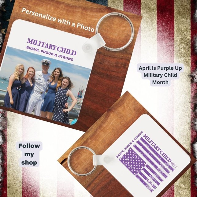 Military - Personalized Purple Up Military Child  Keychain (Creator Uploaded)