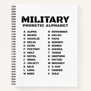 Military Phonetic Alphabet Alpha-Zulu Notebook