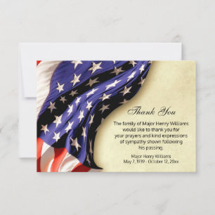 Military Photo Memorial Funeral Thank You Card