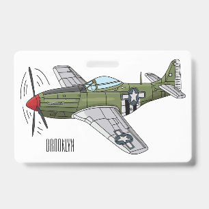 Military plane cartoon illustration badge